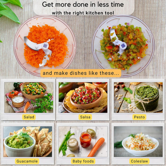 Brieftons Manual Food Chopper, 2-Cup Hand Pull Chopper for Vegetables