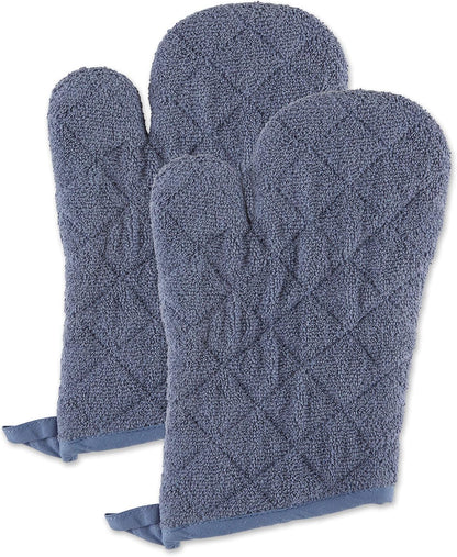 DII Basic Terry Collection 100% Cotton Quilted, Oven Mitt, Brown, 2 Piece