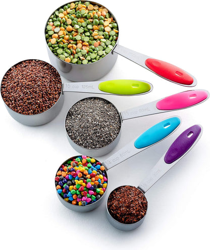 Bellemain One-Piece Stainless Steel Measuring Cups Set of 6 – Nesting Metal Measuring Cups for Kitchen – Dry & Liquid Measurements (ML & OZ), Rust-Resistant, Dishwasher Safe, Ergonomic Design