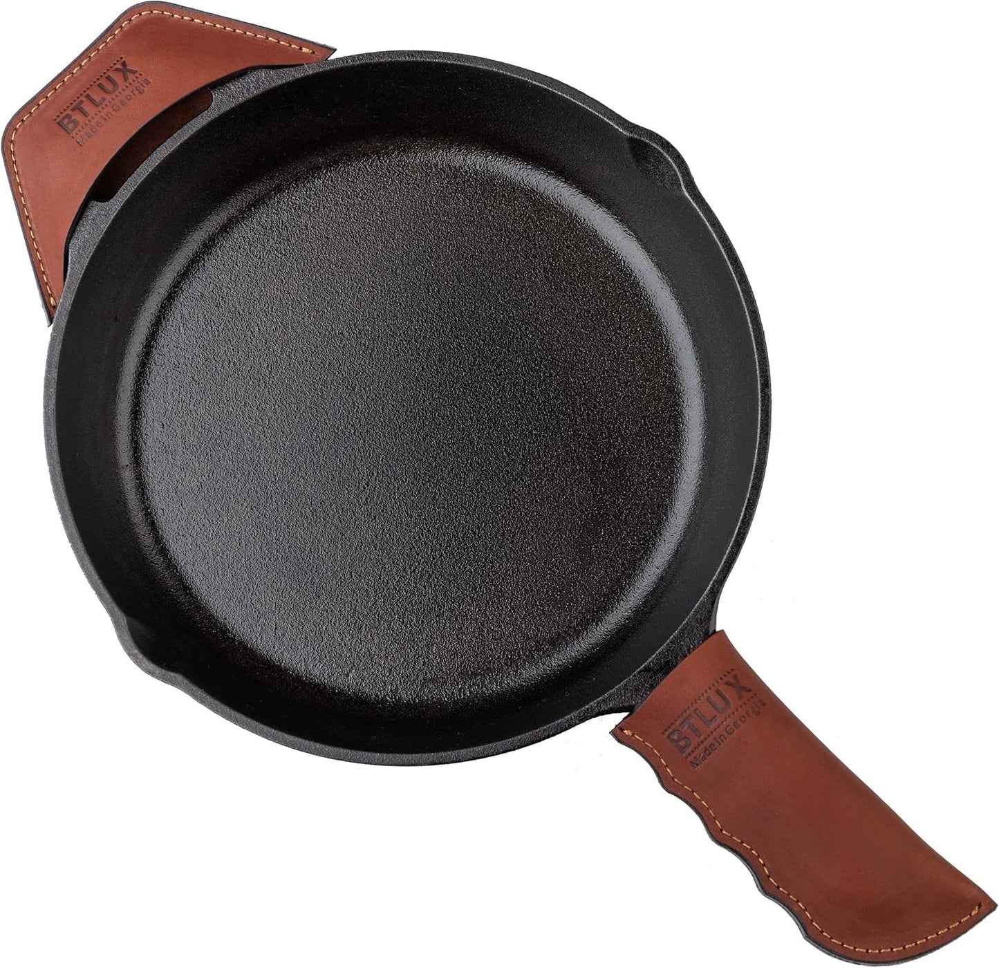 Leather Cast Iron Skillet Handle Cover Set of 2, Pan Handle Sleeve