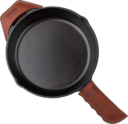 Leather Cast Iron Skillet Handle Cover Set of 2, Pan Handle Sleeve