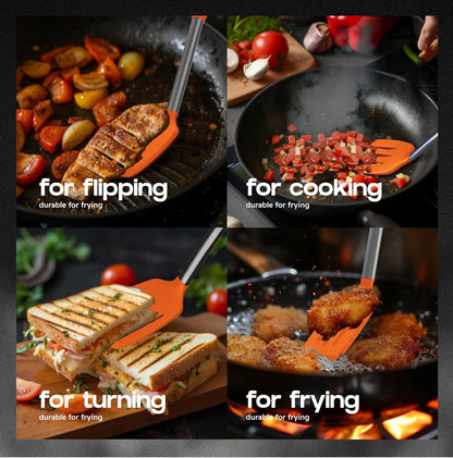 BakeRoyal Silicone Spatula Set - Turner Spatulas Silicone Heat Resistant 600°F - Slotted & Solid Spatula for Cooking Fish, Eggs, Pancakes Flipper – Spatulas for kitchen use – Black