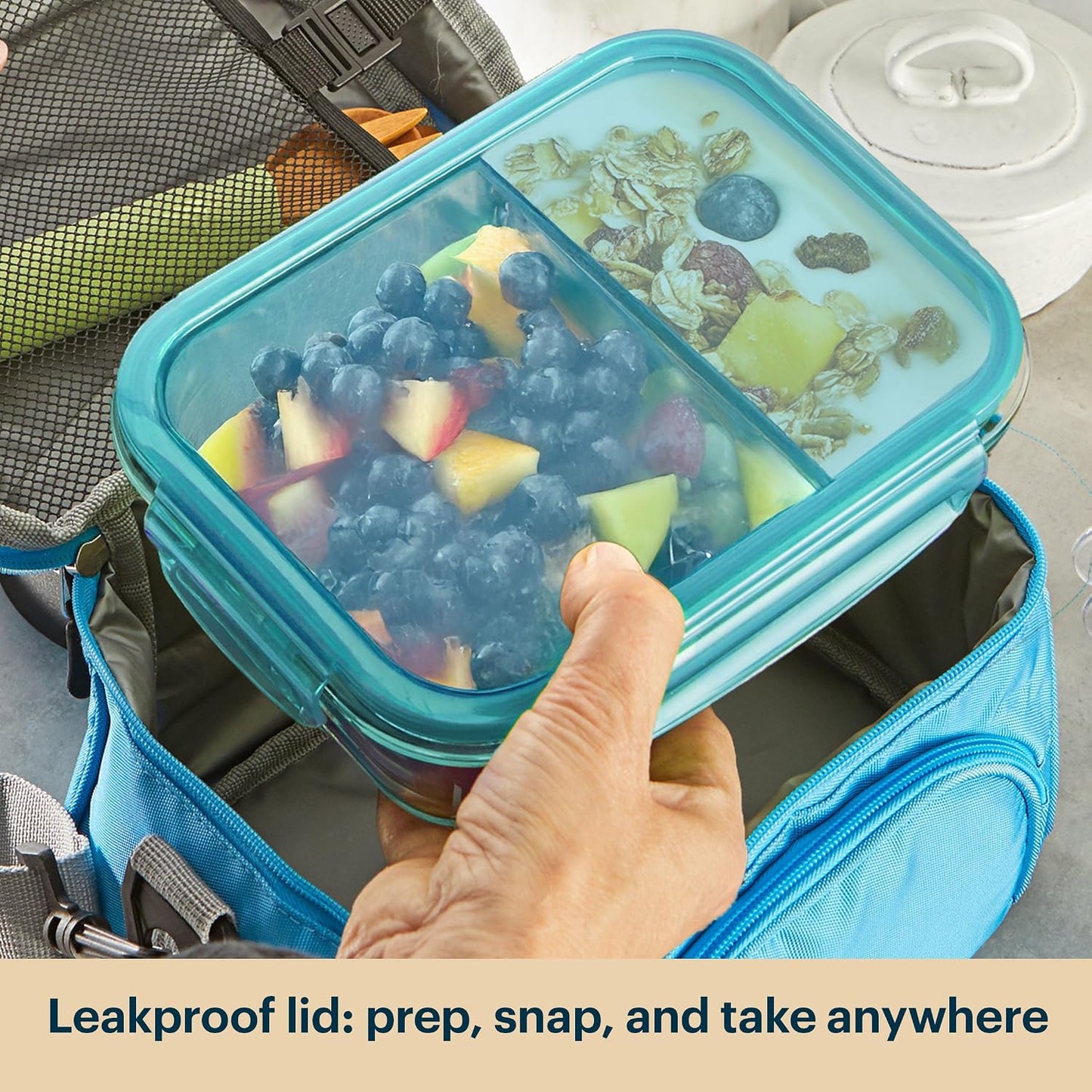 Pyrex Glass Meal Box (5-Pack, 2.3 Cup) Divided Compartments with Locking Lids, For Meal Prepping and Portioning, BPA Free Microwave Dishwasher Safe