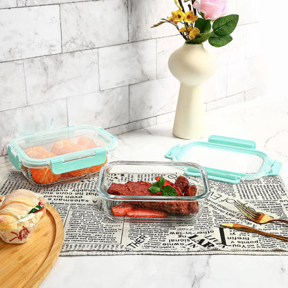 Glass Food Storage Containers 10 Pack - 22Oz Meal Prep Container Set with Lid, Airtight Snap Lock, Microwave Freezer Oven Dishwasher Safe, Lunch Box for Work, Grey
