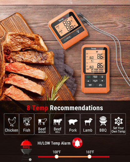 TempPro TempSync 1000FT Wireless Meat Thermometer for Grilling and Smoking
