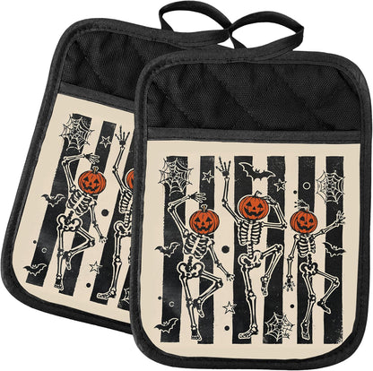 Gothic Cooking Skeleton Chef Pot Holders Heat Resistant
