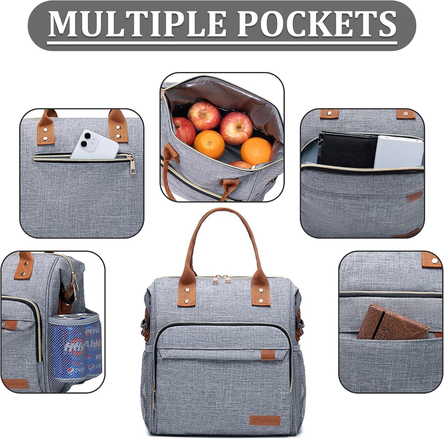 TuErCao Small Lunch Bag Lightweight Insulated Lunch Box for Women Work Portable Soft Cooler for Picnic Travel Road Trips, Loncheras para Mujer, Black