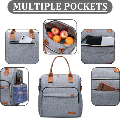 TuErCao Small Lunch Bag Lightweight Insulated Lunch Box for Women Work Portable Soft Cooler for Picnic Travel Road Trips, Loncheras para Mujer, Black