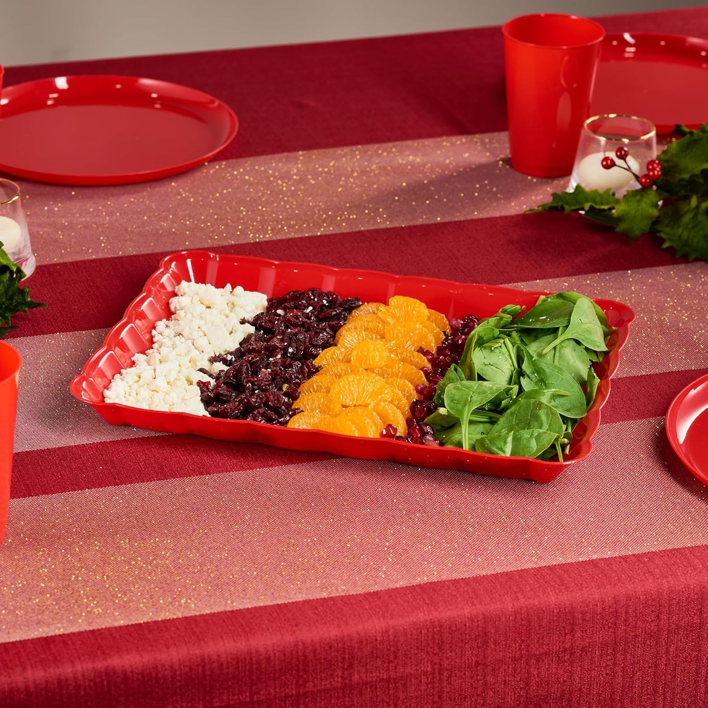 Plasticpro Plastic Serving Trays - Serving Platters Rectangle 9X13 Disposable Party Dish 4 Black Trays