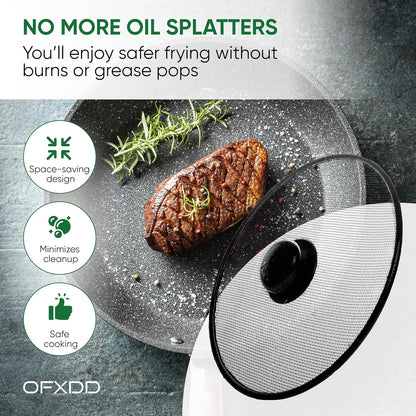 Stainless Steel Splatter Screen for Pan - Set Of 2: 8.2", 8.2" - Safe Protection Shield for Frying Grease Splash - Fry Oil Guard for Cooking