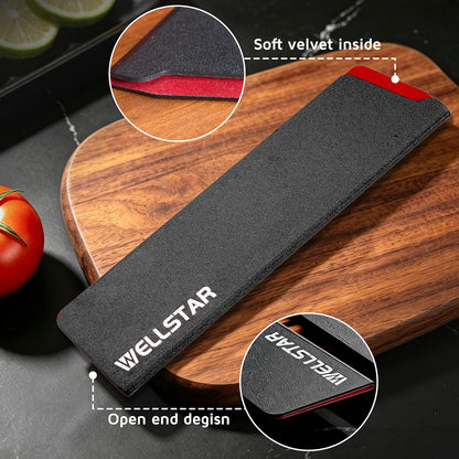WELLSTAR Knife Edge Guards 8 Inch, Universal Blade Covers, BPA Free ABS Protective Blade Sheaths, Non-Scratch Felt Lining Kitchen Knives Covers (Knives not included)