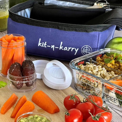Kit-n-Karry Portion Control Containers with Bag Included - Food Portion Container, Stackable Snack Containers, Insulated Pail, Ice Brick, Portable Cutlery Kit, Dressing Container and Napkin