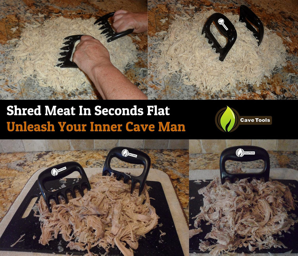 Cave Tools Meat Claws for Shredding Pulled Pork, Chicken, Turkey, and Beef- Handling & Carving Food - Barbecue Grill Accessories for Smoker, or Slow Cooker - Merlot