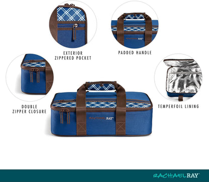 Rachael Ray Lasagna Lugger, Thermal Insulated Casserole Carrier for Hot or Cold Food, Lugger Tote for Potluck, Parties, Picnic, and Cookouts, Fits 9" x 13" Baking Dish