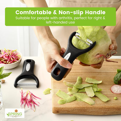 Spring Chef Swivel Potato Peeler & Julienne Vegetable Peeler w/Soft Handle