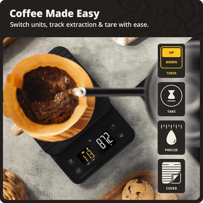 Greater Goods Coffee Scale with Timer, 0.1g Precision for Espresso & Matcha