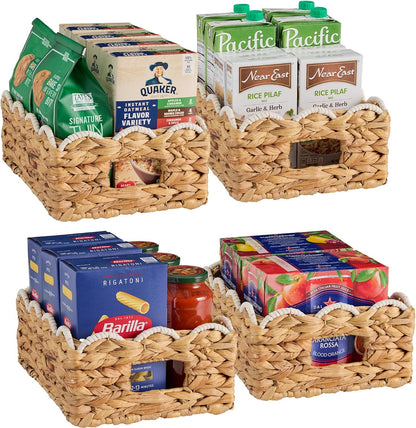 Best Choice Products 9x12 Scalloped Shelf Baskets, Woven Storage Bins, Storage Organizers for Pantry, Living Room, Bedroom, Nursery & Laundry, 4 Pack - Natural with White Trim
