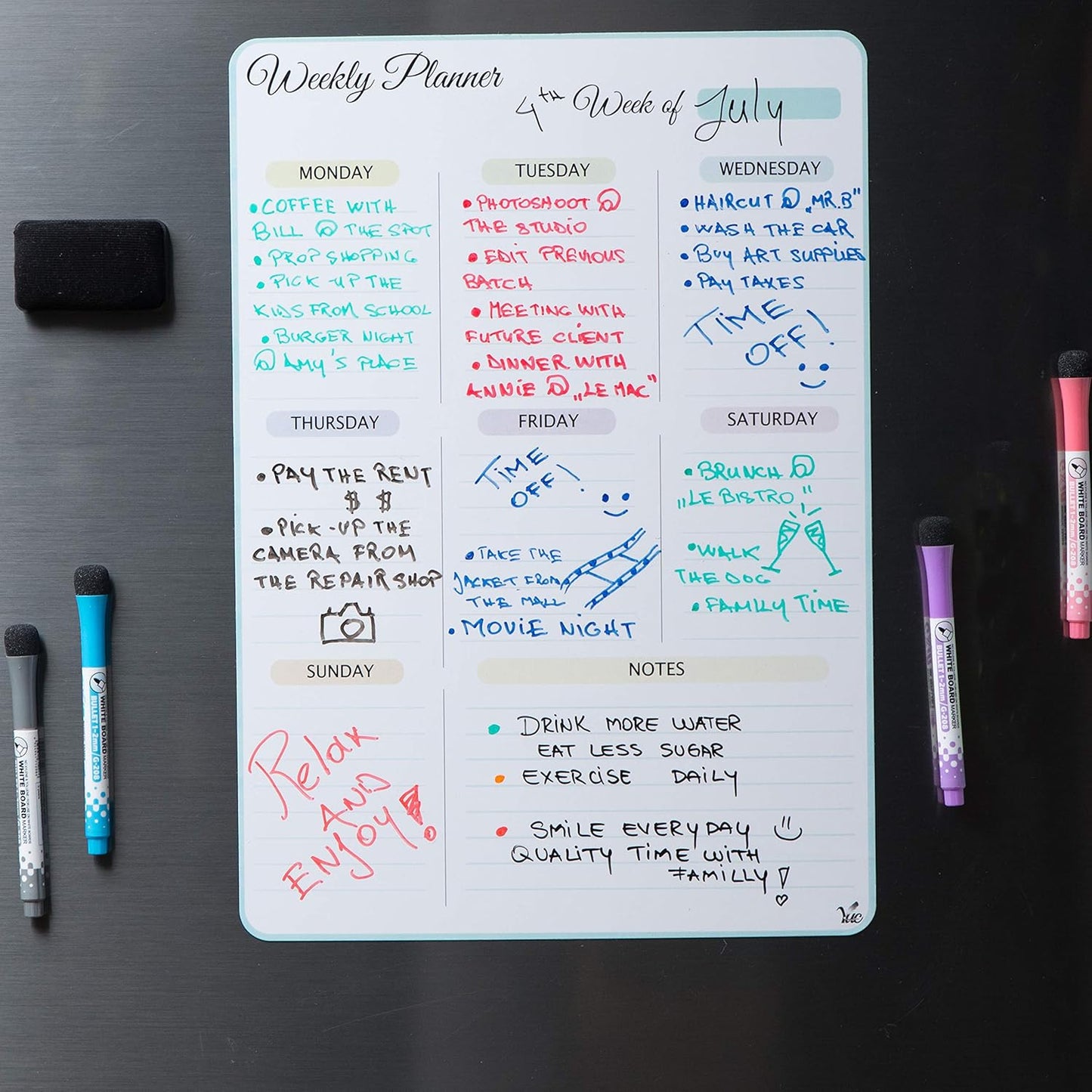 17x12 inch Dry Erase Whiteboard - Magnetic Fridge Calendar - White Board Calendar for Refrigerator