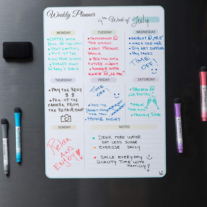 17x12 inch Dry Erase Whiteboard - Magnetic Fridge Calendar - White Board Calendar for Refrigerator
