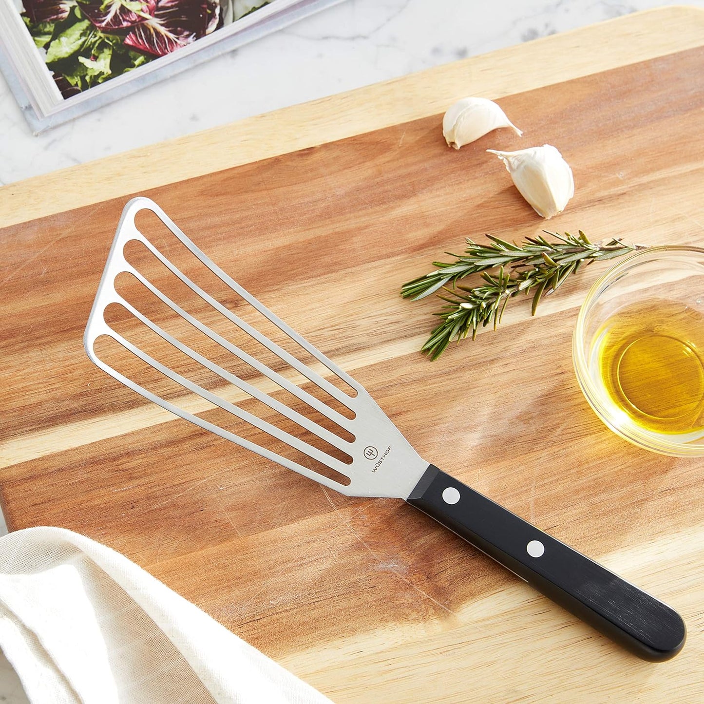 WÜSTHOF Gourmet 6.5" Offset Slotted Spatula,Silver/Black