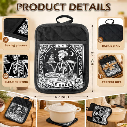 Gothic Cooking Skeleton Chef Pot Holders Heat Resistant