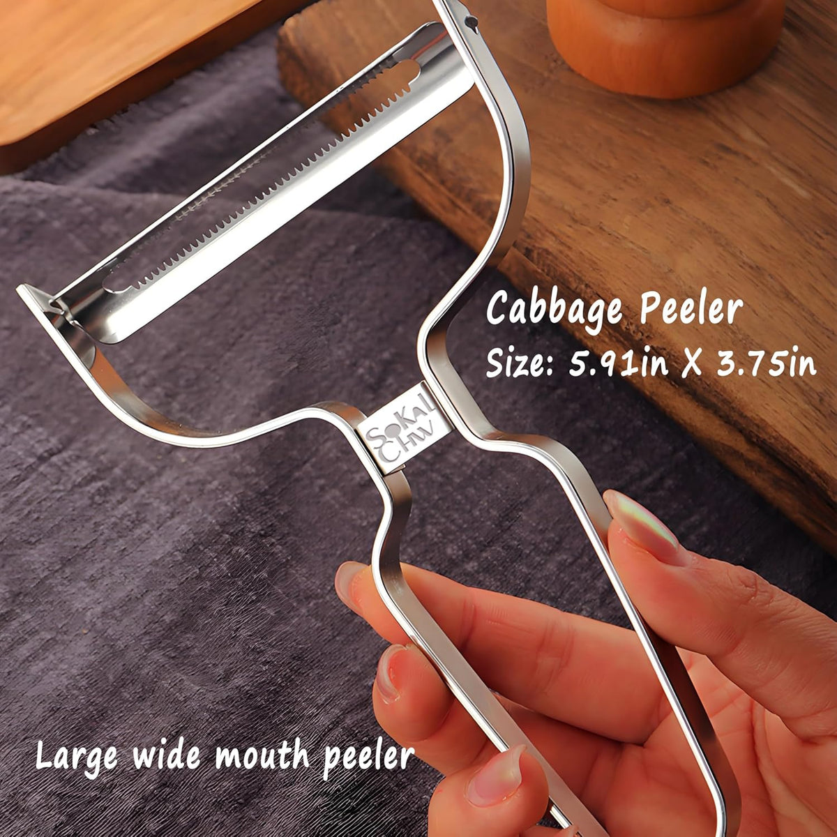 Larger Wide Mouth Kitchen Vegetable Peelers Cabbage Peeler (Serrated Y- Peeler) (Red)