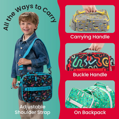 Bentgo Kids Lunch Bag - Durable, Double-Insulated Lunch Bag for Kids 3+; Holds Lunch Box, Water Bottle, & Snacks; Easy-Clean Water-Resistant Fabric & Multiple Zippered Pockets (Mermaid)