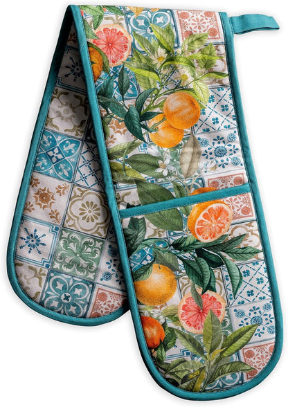 Maison d' Hermine 100% Cotton Oven Mitt & Pot Holder Set (7.5"x13" & 8"x8") - Colors C