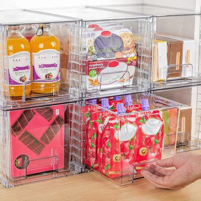Vtopmart 8 Pack Large Stackable Storage Drawers,Clear Acrylic Drawer Organizers with Handles, Easily Assemble for Fridge, Bathroom,Kitchen Undersink,Cabinet,Pantry Organization and Storage