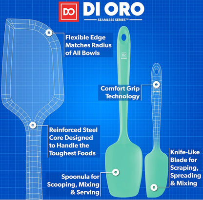 DI ORO Silicone Spatula Set - Rubber Kitchen Spatulas for Baking, Cooking, & Mixing - 600°F Heat-Resistant & BPA Free Silicone Scraper Spatulas for Nonstick Cookware - Dishwasher Safe (3pc, Black)