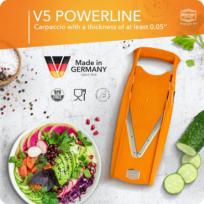 Börner Mandoline Slicer V5 (Basic Set) • Vegetable V-Slicer for Slices in 4 Thickness Settings • Stainless Steel V-Blade • Adjustable Kitchen Slicer for Vegetables & Fruits • Color: Green
