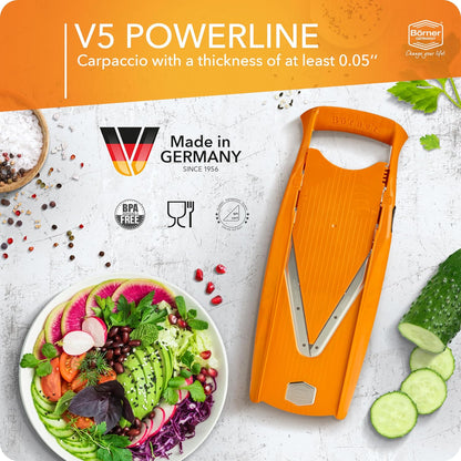 Börner Mandoline Slicer V5 (Basic Set) • Vegetable V-Slicer for Slices in 4 Thickness Settings • Stainless Steel V-Blade • Adjustable Kitchen Slicer for Vegetables & Fruits • Color: Green