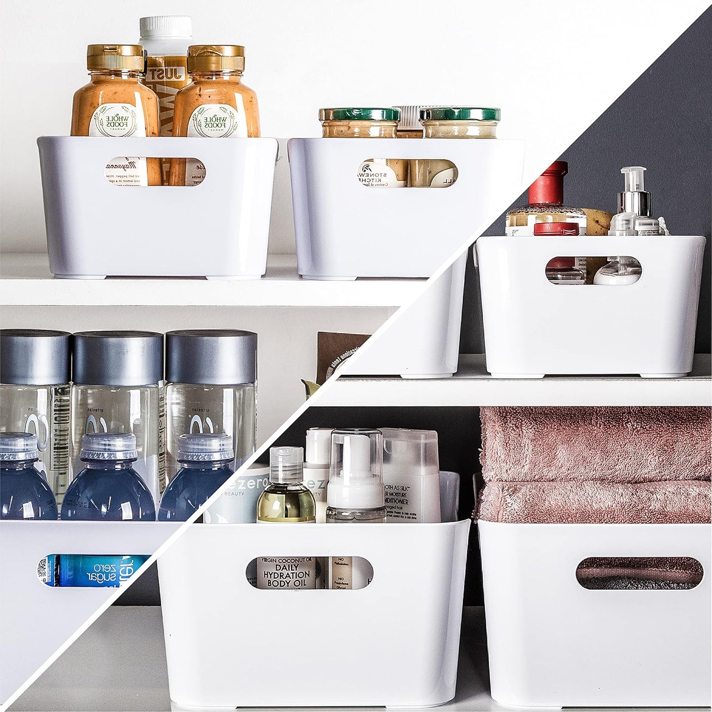 BINO | Plastic Storage Bins, Large - 2 Pack, Clear | THE SOHO COLLECTION | Pantry Organizers and Storage Containers | Fridge Organizer Bins | Kitchen Cabinet Organizer | Medicine Cabinet Bin