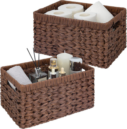 GRANNY SAYS Wicker Storage Baskets for Shelves, Water Hyacinth Basket with Scalloped Edge, Storage Wicker Baskets for Pantry, Large, 2-Pack
