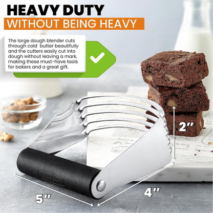 Spring Chef Dough Bench Scraper for Baking with Markings - Stainless Steel Kitchen Dough Cutter Tool with Bowl Pastry Scraper for Pizza, Bread, Pastries - Bench Knife - Dishwasher Safe - Black