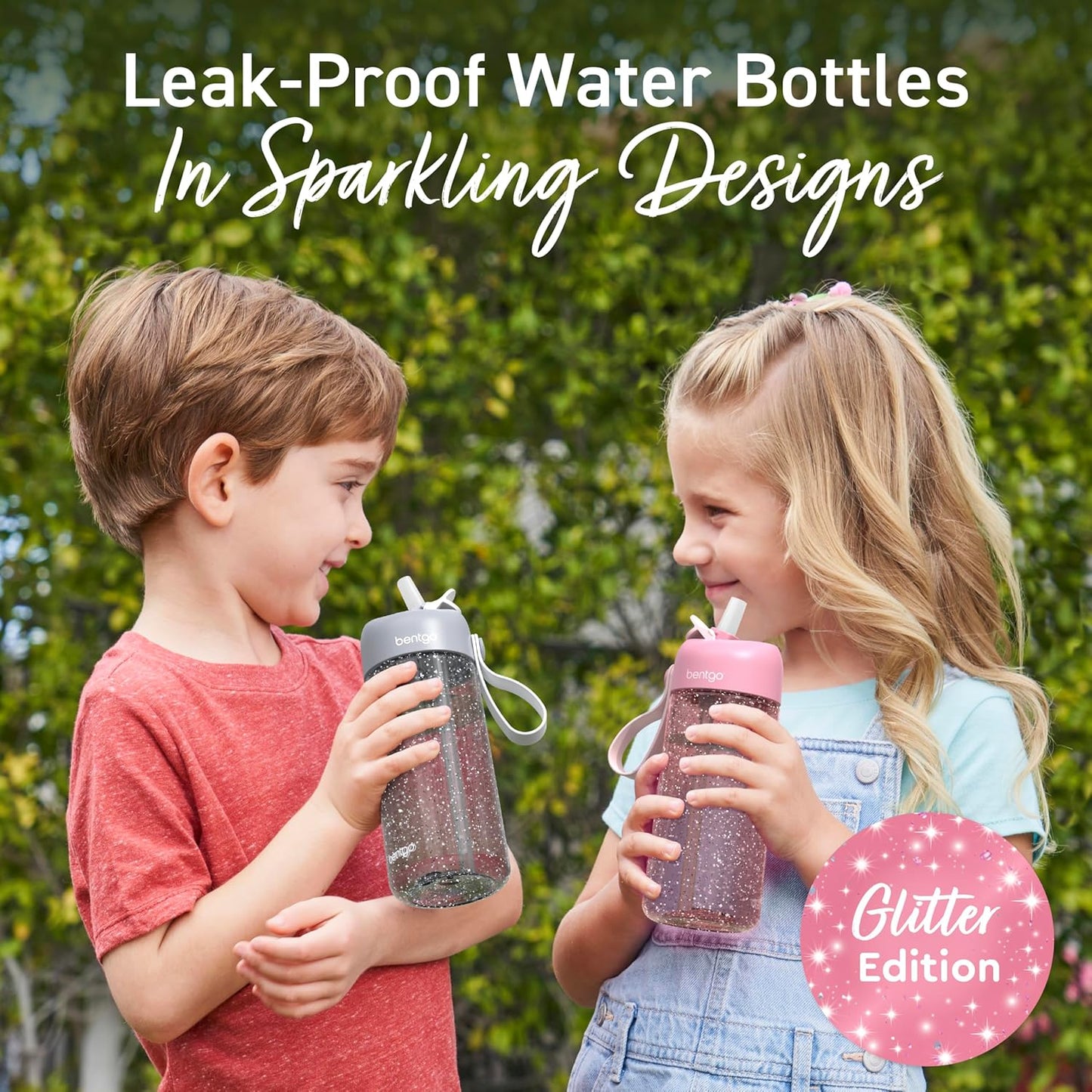 Bentgo Kids Water Bottle - Leak-Proof, Durable Tritan PFAS- & BPA-Free 15 fl oz, Kids/Toddlers Ages 3+ for School & Sports; Bite & Sip Spout, Carrying Handle, Dishwasher Safe (Unicorn)