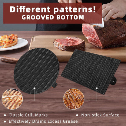 Burger Press Heavy-Duty Cast Iron Smash Meat Steak Weight Grill Griddle