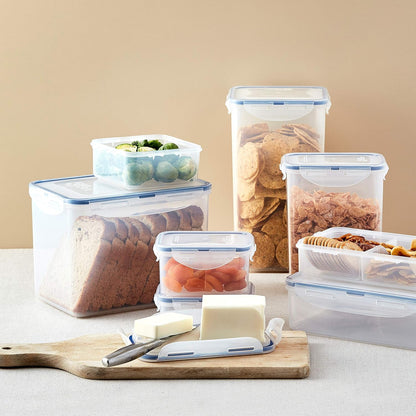 Lock & Lock Easy Essentials Food Storage Bin Set for Pasta, Flour, Sugar/Airtight Container Lids/BPA-Free/Dishwasher Safe, 8 Piece - Clear