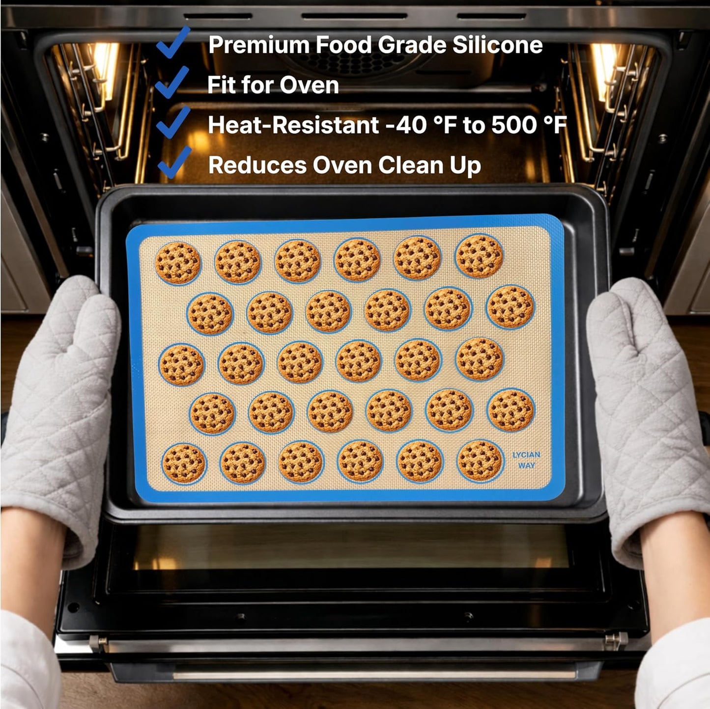 Silicone Pastry Mat with Measurements, 28 x 20 Inch Extra Thick Non-Slip Nonstick XL Baking Mat for Dough Rolling, Kneading, Fondant and Pie, Red