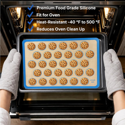 Silicone Pastry Mat with Measurements, 28 x 20 Inch Extra Thick Non-Slip Nonstick XL Baking Mat for Dough Rolling, Kneading, Fondant and Pie, Red