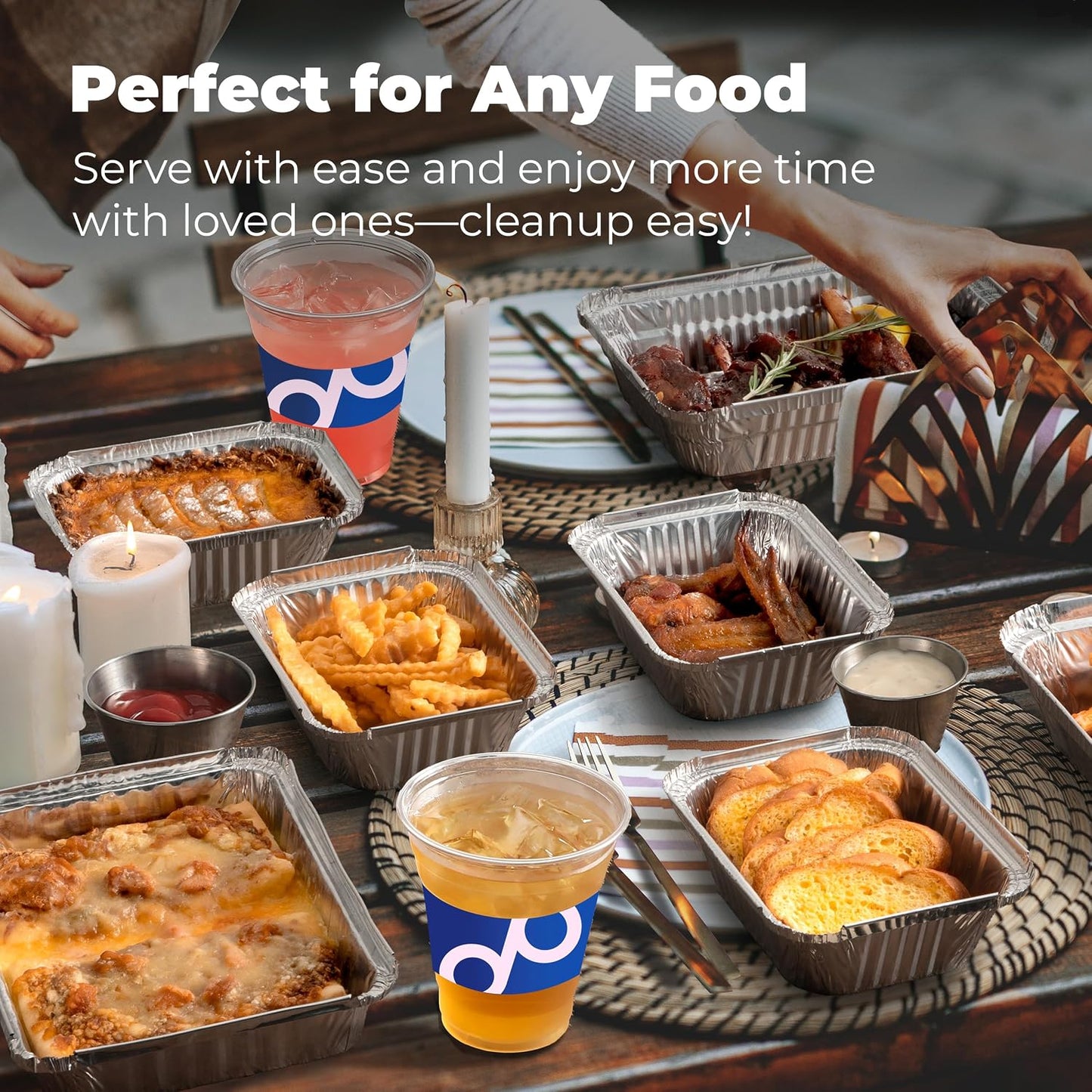Fit Meal Prep 100 Pack 2.25 lb Aluminum Foil Pans with Lids, Disposable Take Out Food Containers with lids for Freshness and Spill Proof, 8.5 x 6 x 2 Disposable Cookware for Catering, Restaurants