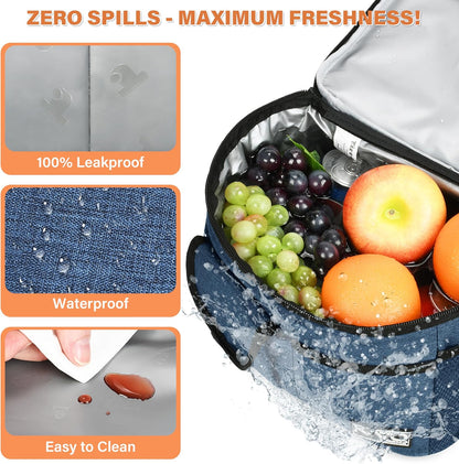 Tirrinia Insulated Lunch Bag for Women Men, Leakproof Lunch Box Containers for Adult, Work, School, Soft Lunchbox for Kids,Boys, Adult Cooler Bag for Picnic Hiking Beach,Charcoal
