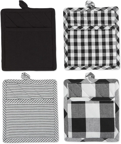 DII Gingham Check Kitchen Collection, Pink, Potholder Set