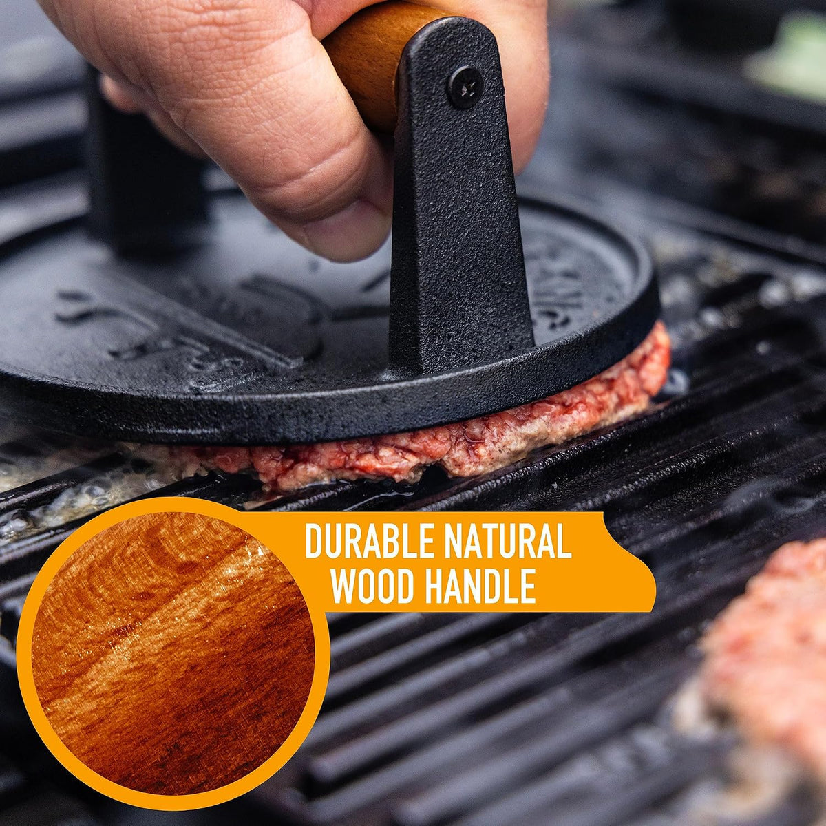 Premium Cast Iron Smash Burger Press incl. 25 Patty Paper