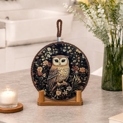 Vintage Owl Flower Ceramic Trivets for Hot Dishes