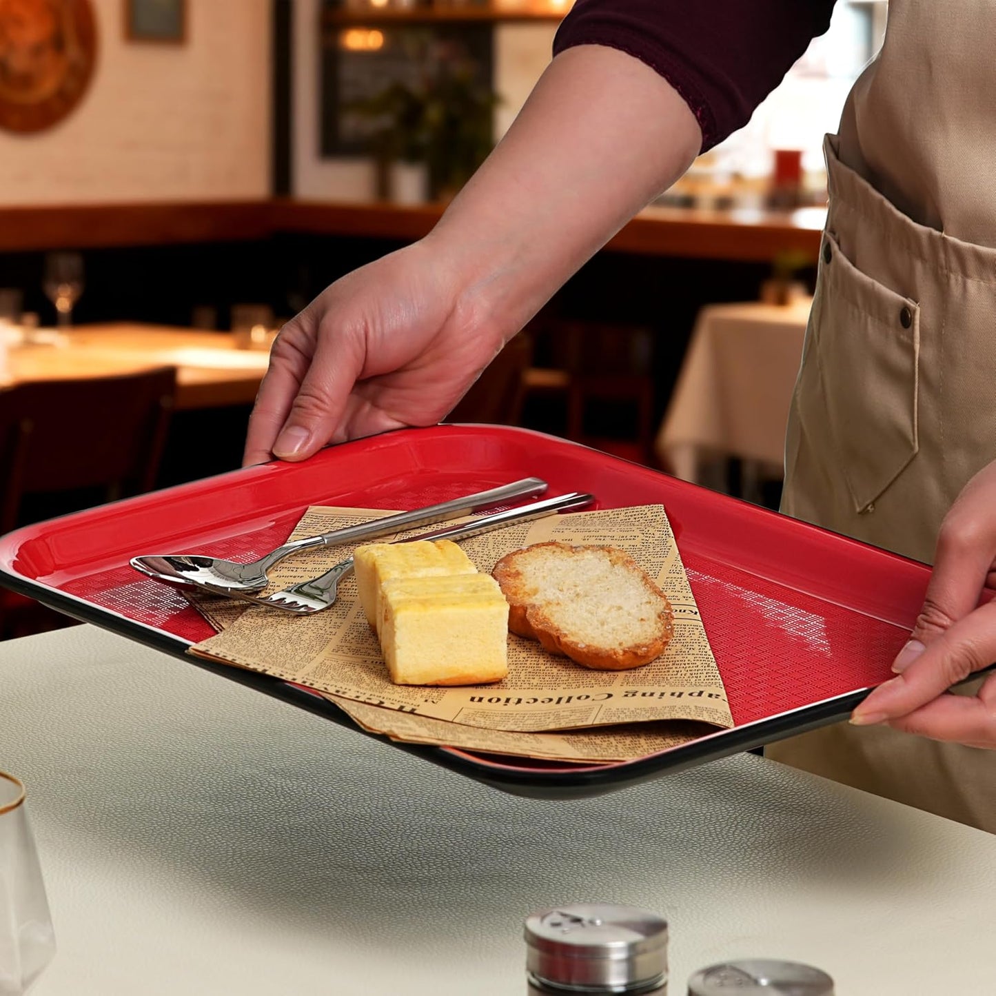 2pcs Melamine Serving Trays Set Two Tone 14.5" x 11" Large White Black Reusable Serving Platters for Cookie, Appetizer, Snack, Dessert, Party Food Display, Rectangular Party Trays and Platters