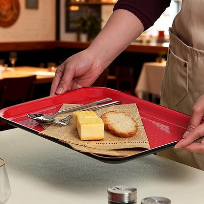 2pcs Melamine Serving Trays Set Two Tone 14.5" x 11" Large White Black Reusable Serving Platters for Cookie, Appetizer, Snack, Dessert, Party Food Display, Rectangular Party Trays and Platters