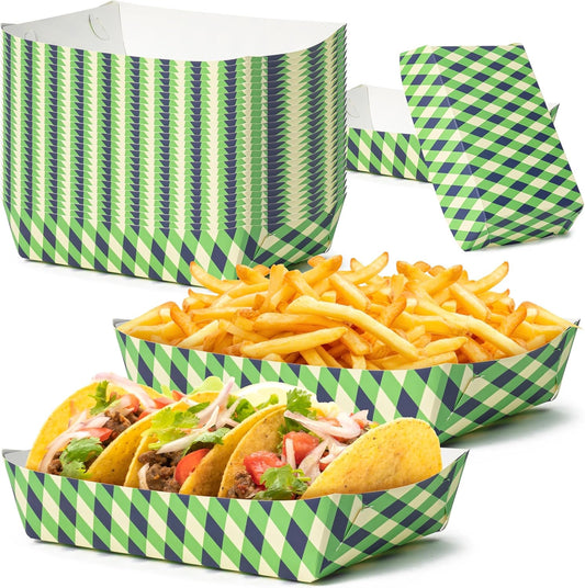 Mexican Taco Nights Food Trays - 60Pcs Mexican Flowers Wavy Edge Unassembled Tray Nacho Snack Candy Holder Disposable Paper Plate Holiday Birthday Carnival Party Supplies Food Container