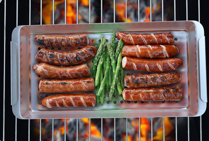Yukon Glory™ BBQ 'N SERVE Premium Set, Includes 3 Grill Baskets, Serving Tray, Bamboo Cutting Board, Plastic Lid and Clip-on Handle