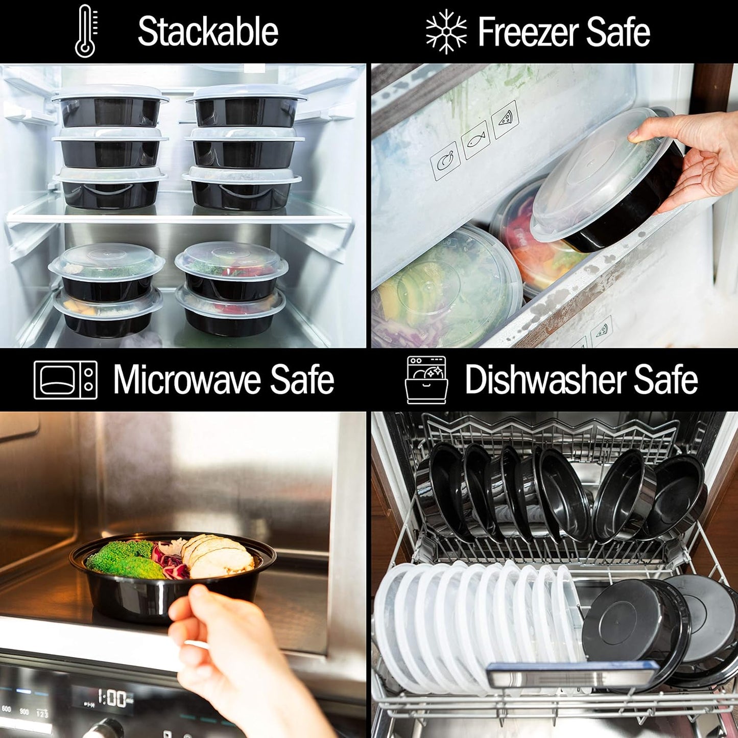 Igluu Meal Prep Containers Reusable (20 Pack) – Food Containers with Lids – Stackable, Microwave, Freezer & Dishwasher Safe – 28oz – 1 Compartment – BPA-Free